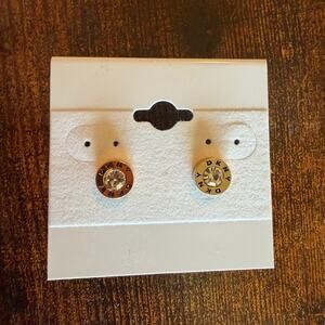 DKNY Logo Crystal Ring Stud Earrings